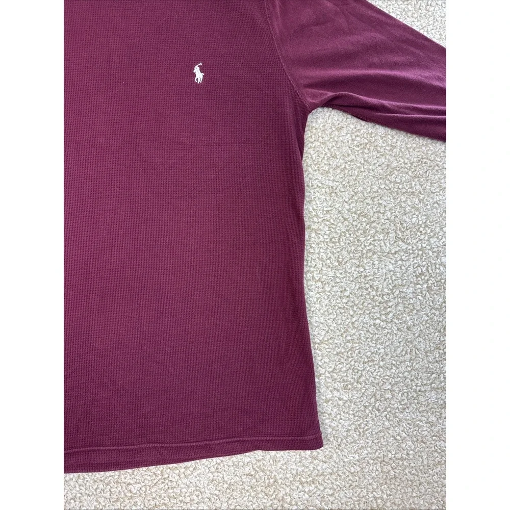 Polo Ralph Lauren Men's Burgundy Waffle Knit L/S Thermal Shirt Sleepwear L